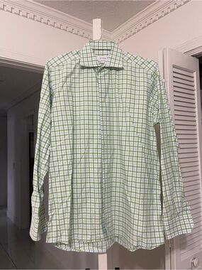 Eton White and Green Windowpane Dress Shirt